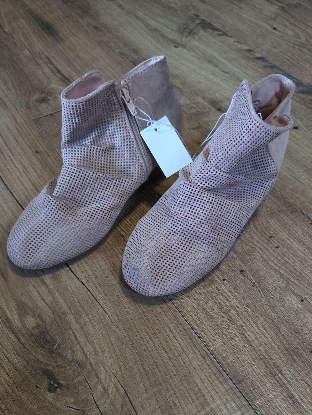 Falls Creek | Laser Cut Side-Zip Ankle Booties in Light Pink